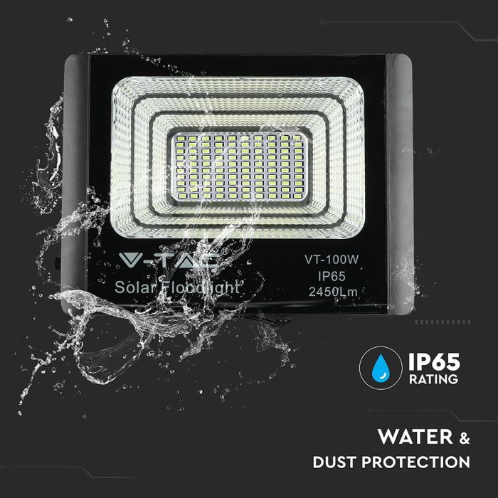Proyector con panel solar V-TAC - Impermeable IP65 - Negro - 20W - 1650 Lumens - 6000K-extra-5.webp
