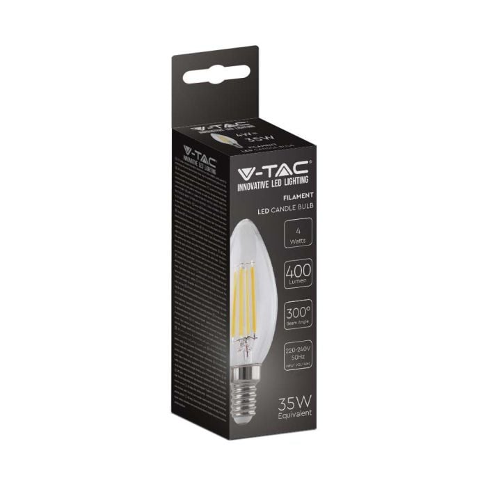 Bombilla LED V-TAC - Clara - Vela - Transparente - Soporte E14 -IP20 - 4W - 400 Lumens - 6500K-extra-3.webp