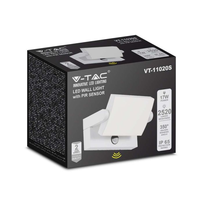 Aplique LED Giratorio V-TAC - Sensor PIR - Impermeable IP65 - Blanco - 17W - 2520 Lumens - 3000K-extra-5.webp