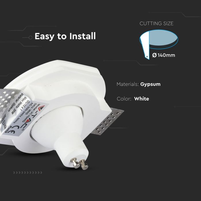 V-TAC LED Aro redondo - Empotrable - GU10 - IP20 - Blanco-extra-4.webp
