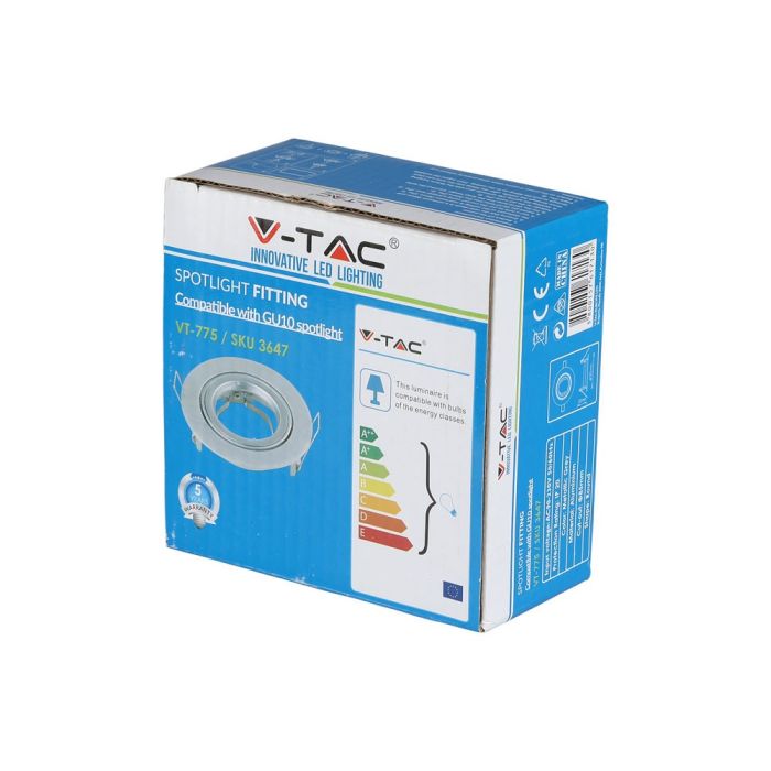 V-TAC LED Aro redondo - Empotrable - GU10 - IP20 - Gris Metálico-extra-8.webp