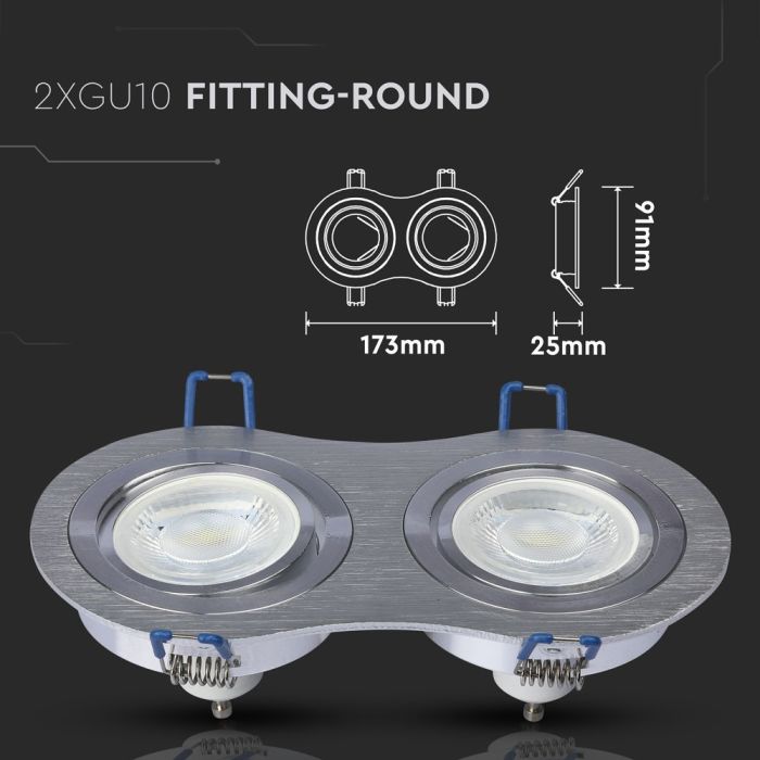 V-TAC LED Aro redondo - Empotrable - GU10 - IP20 - Aluminio Cepillado-extra-2.webp