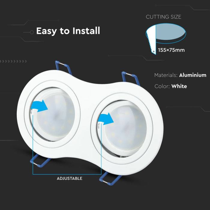 V-TAC LED Aro redondo - Empotrable - GU10 - IP20 - Blanco-extra-4.webp