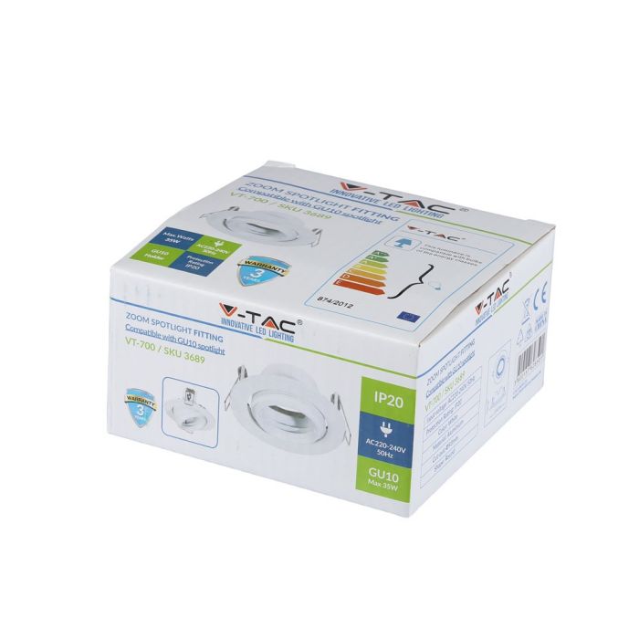V-TAC LED Aro - Zoom Fitting - GU10 - IP20 - Blanco-extra-8.webp