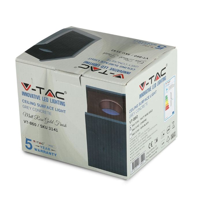 V-TAC Aro de yeso / hormigón cuadrado LED - Accesorios de superficie - GU10 - IP20 - Gris + Oro rosa mate-extra-11.webp