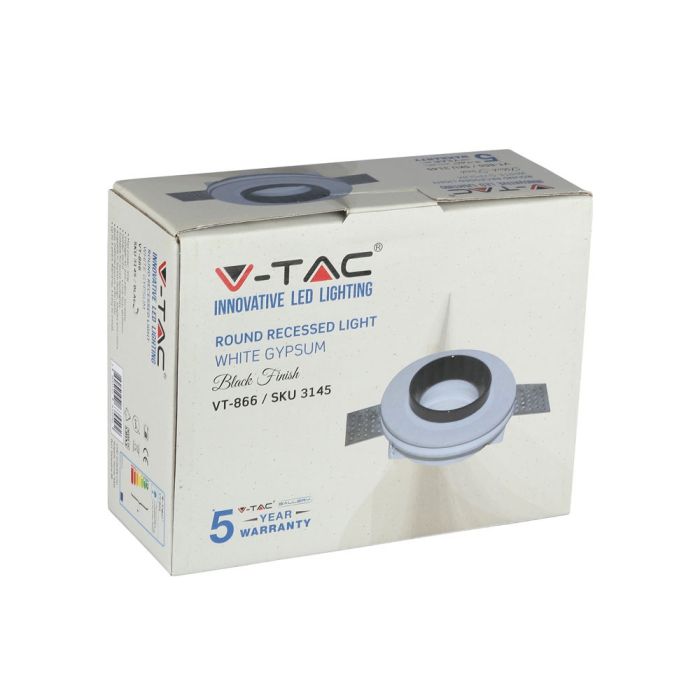 V-TAC LED Aro de yeso redondo - Empotrable - GU10 - IP20 - Blanco + Negro-extra-8.webp