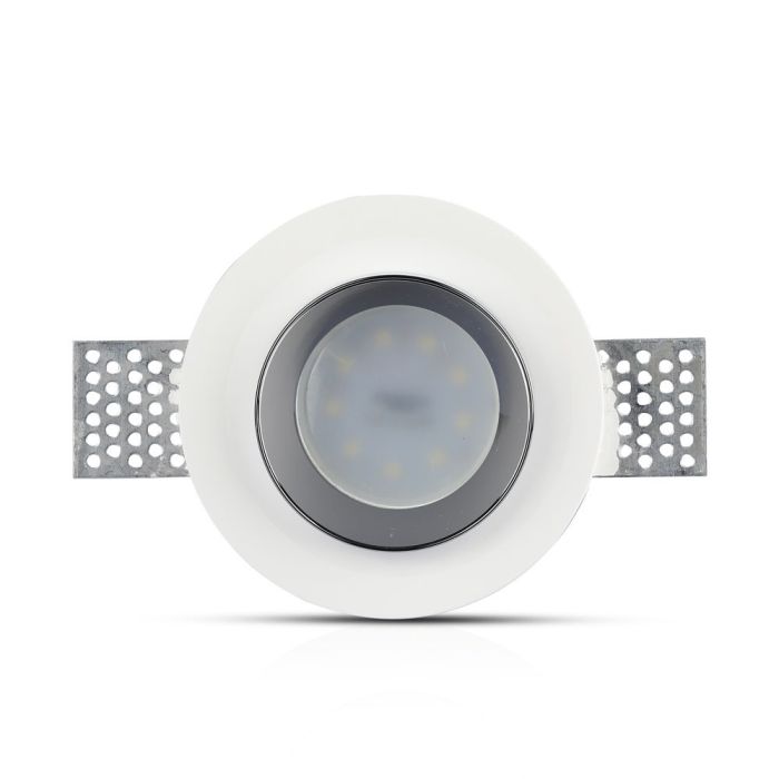 V-TAC LED Aro de yeso redondo - Empotrable - GU10 - IP20 - Blanco + Cromo-extra-5.webp