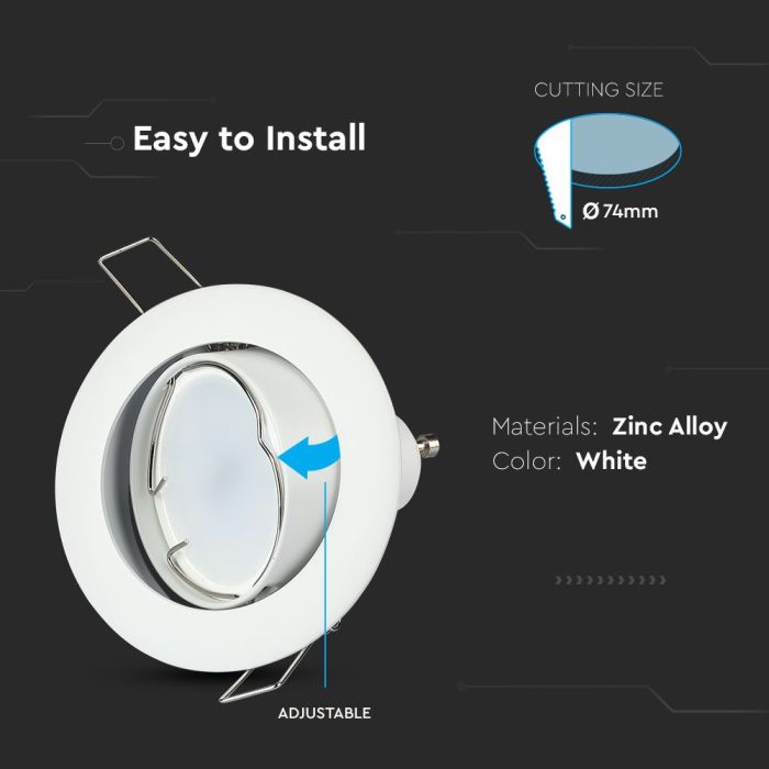 Aro redondo LED V-TAC - Empotrable - GU10 - IP20 - Blanco-extra-7.webp