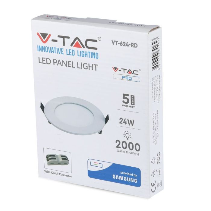Mini panel LED redondo V-TAC - Samsung - Serie Premium - IP20 - Blanco - 24W - 2000 Lúmenes - 3000K-extra-5.webp