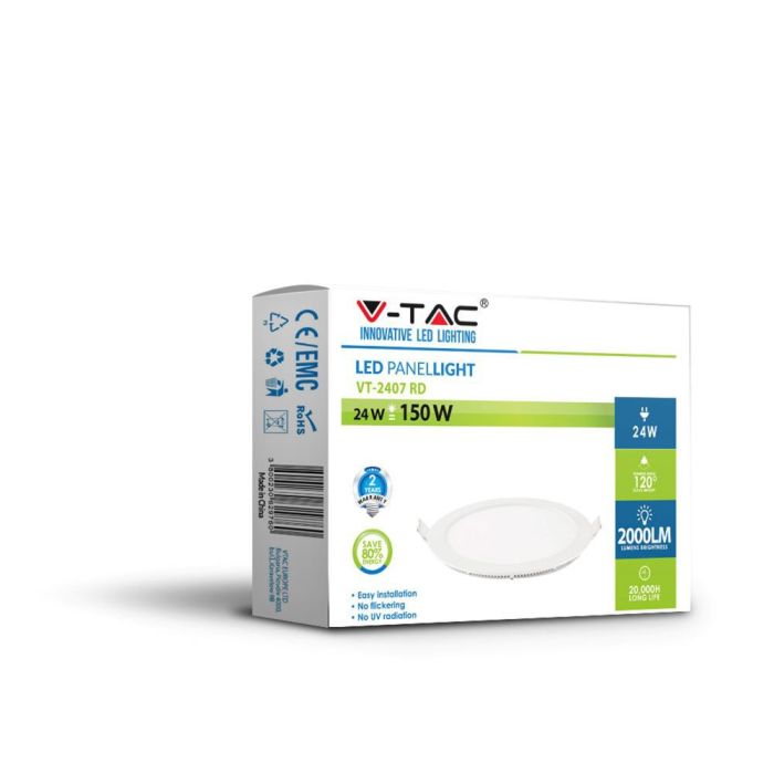 Mini panel LED redondo V-TAC - Serie Premium - IP20 - Blanco - 24W - 2000 Lúmenes - 3000K-extra-5.webp