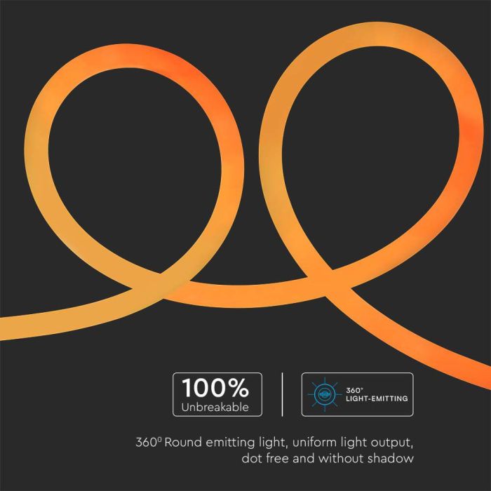 V-TAC Tira de Luz LED - Neon Flex - IP20 - Código de Color: Ámbar - Precio/1m (Rollo 10m)-extra-7.webp