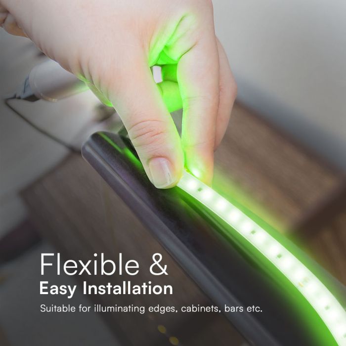 Tira de luz LED V-TAC - 220V - IP65 Impermeable - Código de color: Verde - Rollo de 10m-extra-6.webp