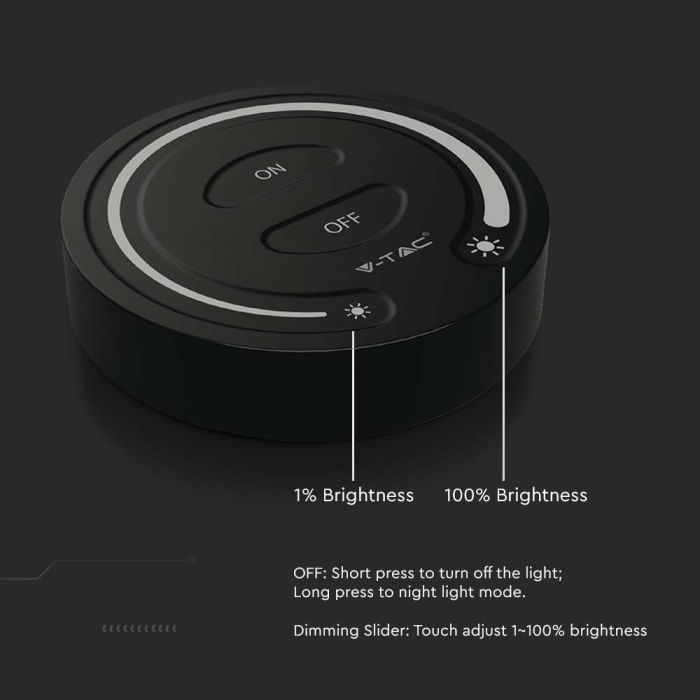 V-TAC Tiras de Luz LED - Accesorios - Interruptor Táctil Dimmer - Negro-extra-4.webp