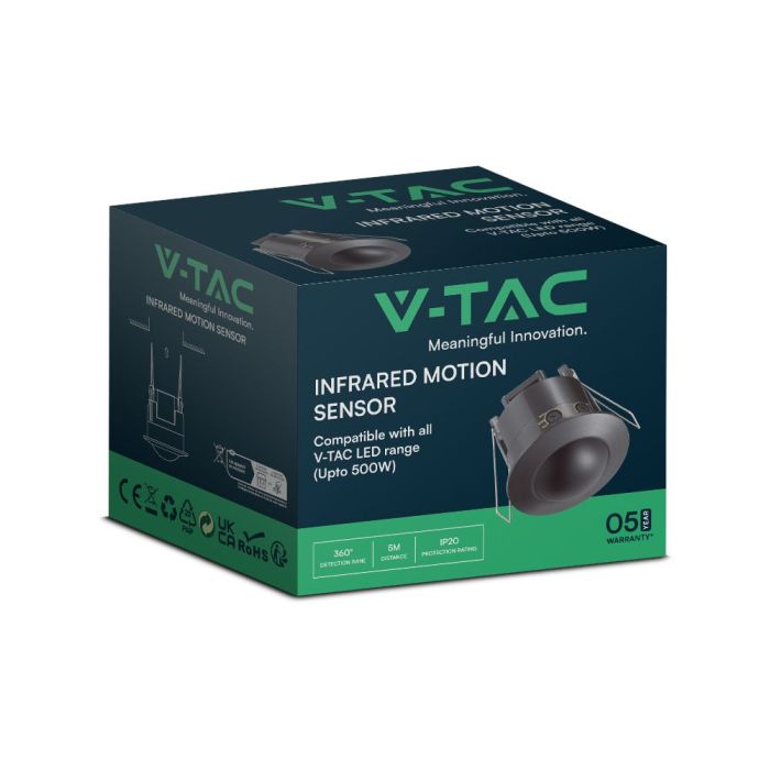 V-TAC PIR Sensores de Movimiento de Techo - (MAX: 500W LED) - IP20 - Negro-extra-5.webp