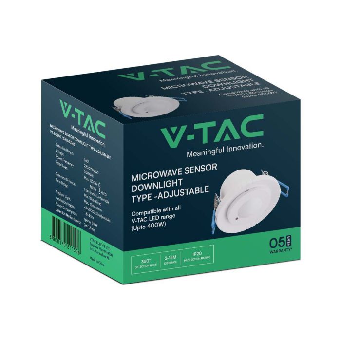 Sensor de movimiento por microondas V-TAC - IP20 - Cuerpo blanco-extra-5.webp
