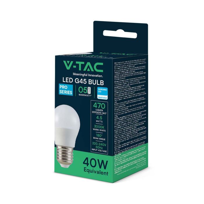 Bombilla LED V-TAC - Samsung - Golf - Soporte E27 - IP20 - Blanca - 4.5W - 470 Lumens - 3000K-extra-6.webp
