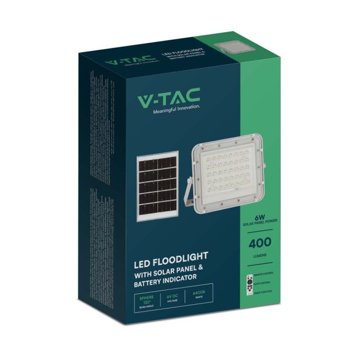 Proyector Solar V-TAC - IP65 Estanco - Blanco - 6W - 400 Lumens - 4000K-extra-14.webp