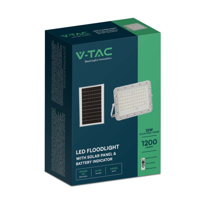 Proyector Solar V-TAC - IP65 Estanco - Blanco - 15W - 1200 Lumens - 4000K-extra-14.webp