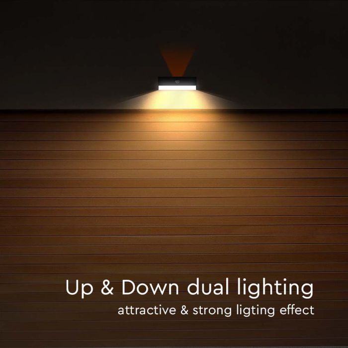 Aplique Solar Sensor V-TAC - IP65 Impermeable - Cuerpo Negro - 3W - 350 Lumens - 4000K + 3000K - Pack de 4-extra-7.webp