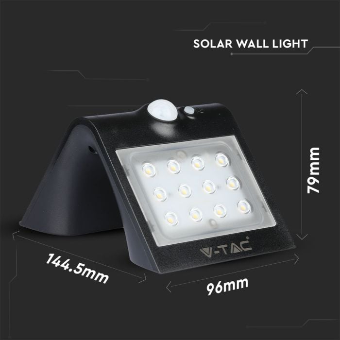 Aplique Solar V-TAC - IP65 Impermeable - Negro - 1.5W - 220 Lumens - 4000K - Pack de 2-extra-3.webp