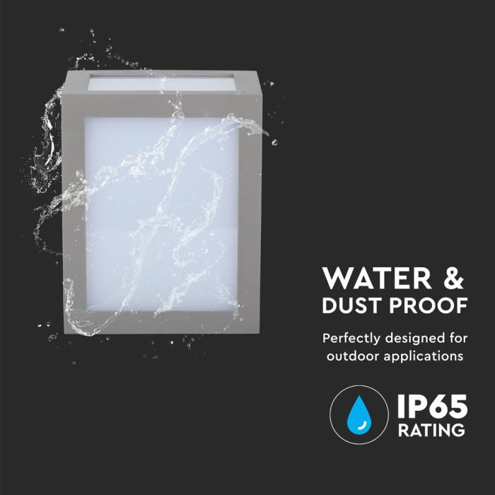 V-TAC LED Aplique Cuadrado - Luces Exteriores - IP65 Impermeable - Gris - 12W- 750 Lumens - 6400K-extra-5.webp