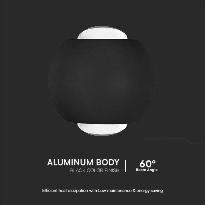 V-TAC LED Up Down Aplique de Pared  - IP54 - Negro - 2W - 200 Lumens - 4000K-extra-4.webp