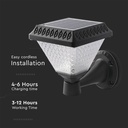 Aplique Solar V-TAC - IP44 - Negro - 0.8W- 75 Lumens - 3IN1-extra-5.webp