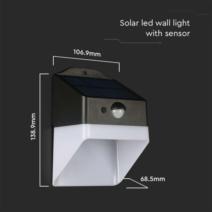 V-TAC Sensor Solar Luz de Pared - IP65 Impermeable - Negro + Blanco - 2W - 200 Lumens - 4000K-extra-4.webp