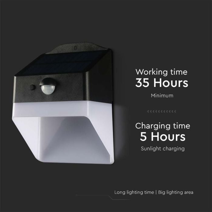 V-TAC Sensor Solar Luz de Pared - IP65 Impermeable - Negro + Blanco - 2W - 200 Lumens - 4000K-extra-10.webp