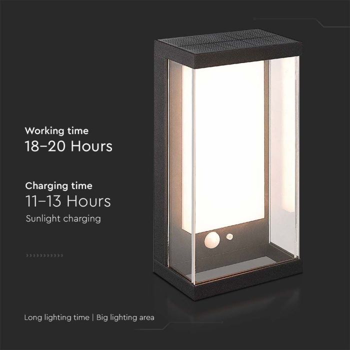 Aplique Solar V-TAC - IP54 - Cuerpo Negro - 95 Lumens - 3000K-extra-4.webp