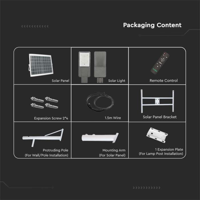 V-TAC Farola Solar - IP65 Impermeable - 3000 Lumens - 4000K-extra-9.webp