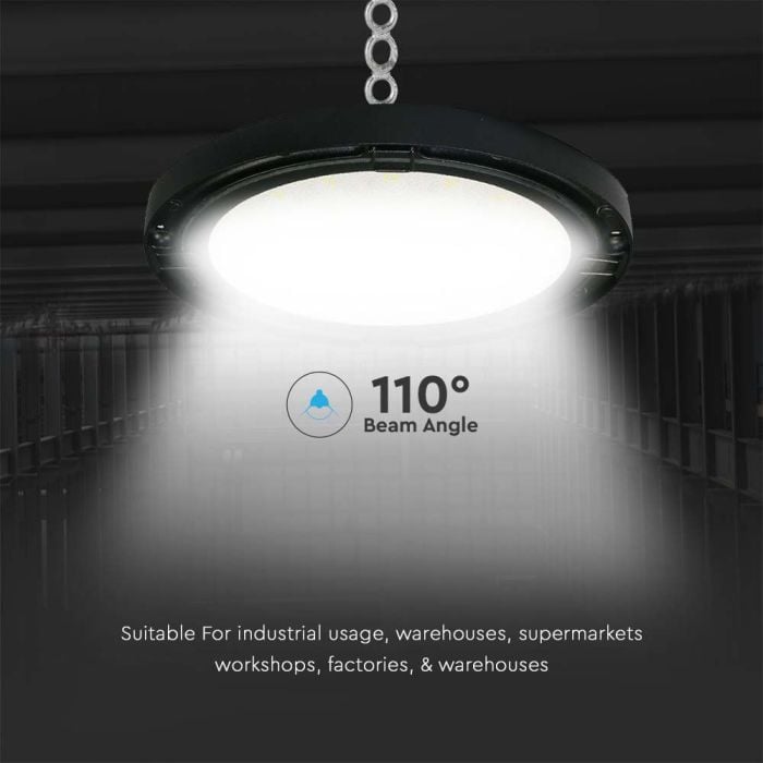 V-TAC LED Campana - Serie UFO - 110° - IP65 Impermeable - Negro - 100W- 10200 Lúmenes - 6500K-extra-6.webp