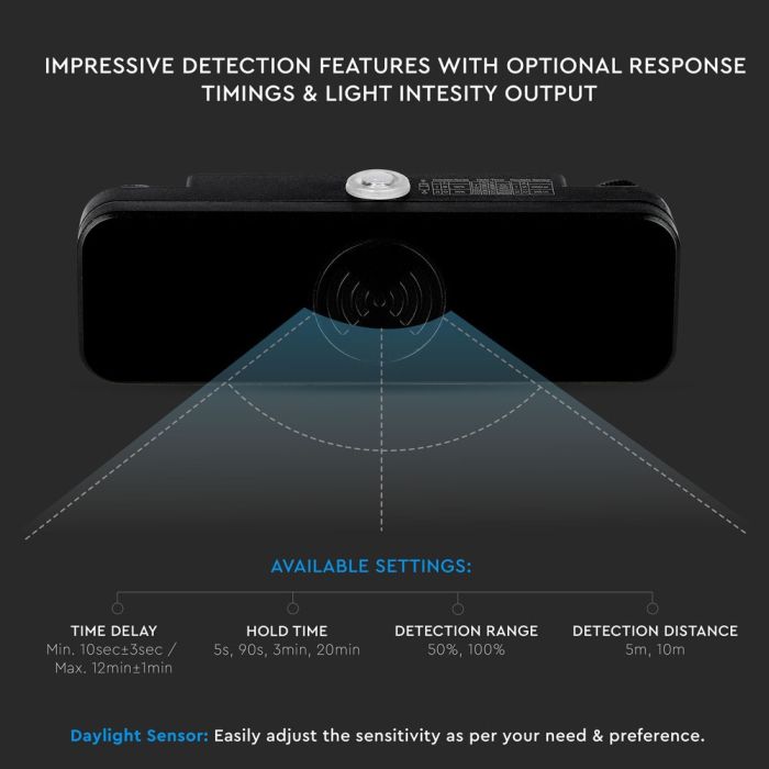 Sensor de movimiento por microondas V-TAC - IP65 resistente al agua-extra-3.webp