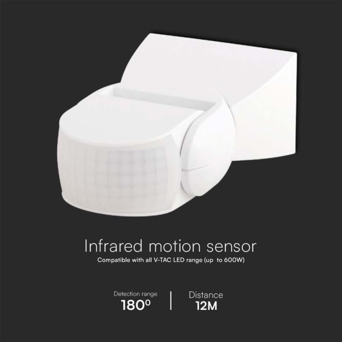 Sensor de movimiento por infrarrojos V-TAC - Impermeable IP65 - Cuerpo blanco-extra-3.webp