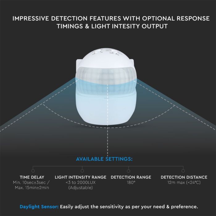 Sensor de movimiento por infrarrojos V-TAC - IP44 - Blanco-extra-7.webp