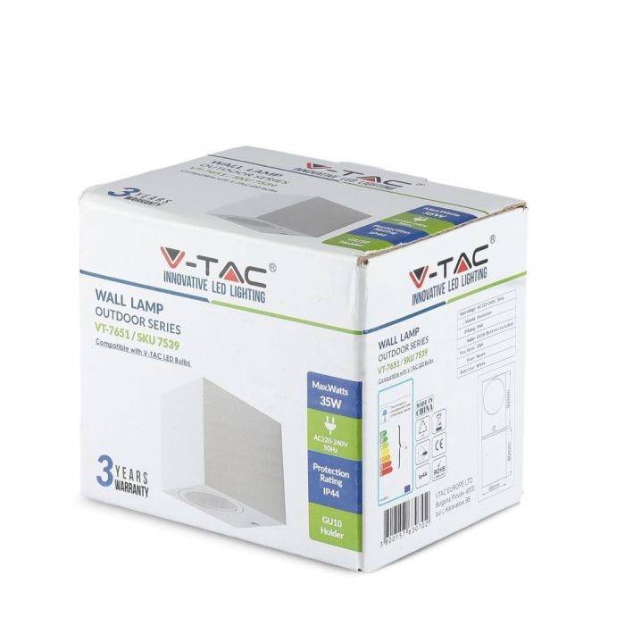 V-TAC Aplique Exterior - UP - Down - Accesorios de Pared - Soporte GU10 - IP44 - Blanco-extra-11.webp
