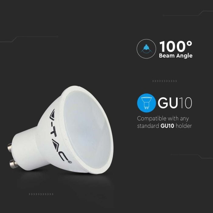 Foco LED V-TAC - GU10 - Lente 110° - IP20 - Blanco Lechoso - 4.5W - 400 Lúmenes - 4000K - Pack de 25-extra-5.webp