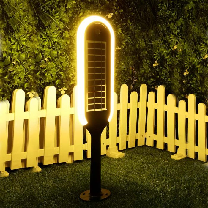 V-TAC Solar Bollard Light - IP65 Impermeable - Blanco + Negro - 5W- 400 Lumens - 3000K-extra-1.webp