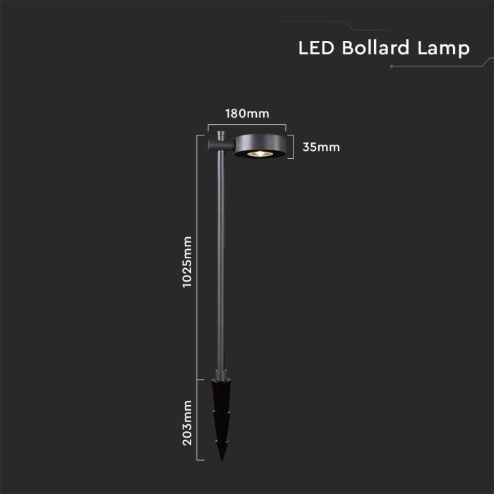 V-TAC Lámpara de Bolardo para Exteriores - IP65 Impermeable - Cuerpo Negro - 6W- 520 Lumens - 3000K-extra-3.webp