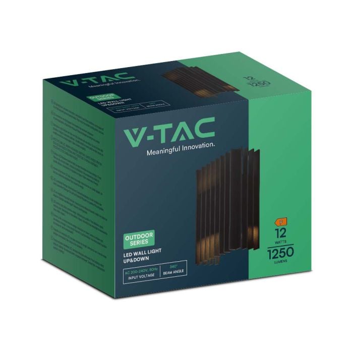 V-TAC LED Aplique Moderno - Arriba Abajo - IP65 Impermeable - Cuerpo Negro - 12W - 1250 Lumens - 4000K-extra-6.webp