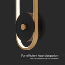 V-TAC LED Aplique Moderno - IP54 - Negro + Cuerpo Latón Antiguo - 15W- 1650 Lumens - 4000K-extra-3.webp