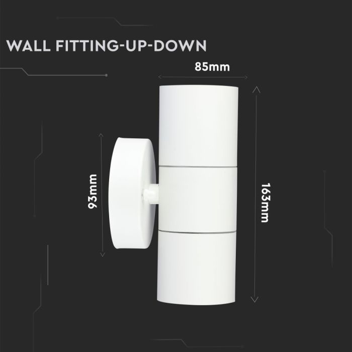 V-TAC Lámpara de Pared Exterior - UP - Down - Accesorios de Pared - Soporte GU10 - IP44 - Blanco Mate-extra-3.webp