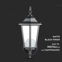 V-TAC Aplique Exterior - Up - Soporte E27 - IP44 - Negro Mate-extra-7.webp