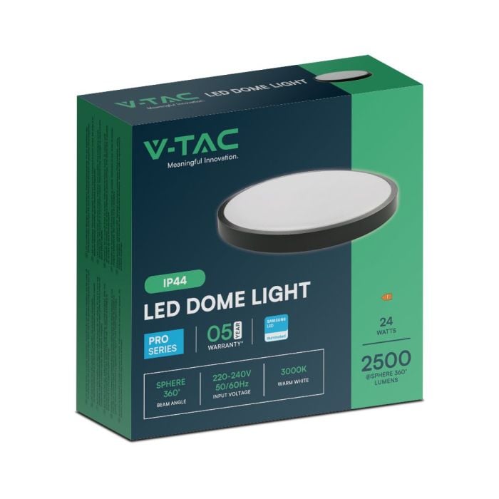 V-TAC LED Plafón redondo - Samsung - IP44 - Negro - 24W- 2500 Lumens - 6500K - 295MM-extra-7.webp