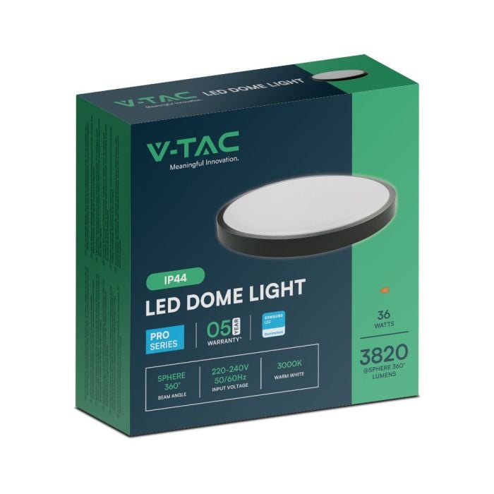 V-TAC LED Plafón redondo - Samsung - IP44 - Negro - 36W- 3820 Lumens - 4000K - 350MM-extra-7.webp