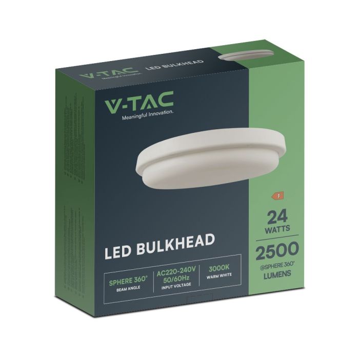 V-TAC LED Plafón redondo - Mamparo - IP54 - Blanco - 24W- 2500 Lumens - 3000K-extra-7.webp