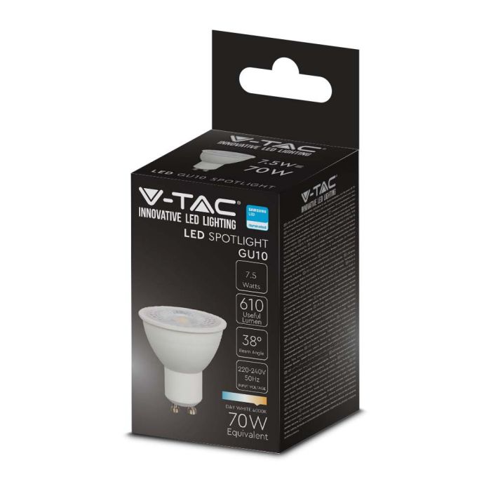 V-TAC LED Dicroica - Samsung - GU10 - Lente 38° - Blanco - 7.5W - 610 Lumens - 4000K-extra-6.webp