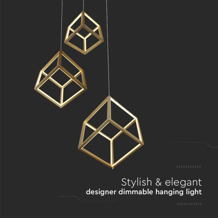 V-TAC Lámpara de Techo de Diseño - IP20 - Cuerpo Dorado - 46W- 4900 Lumens - 3000K-extra-5.webp