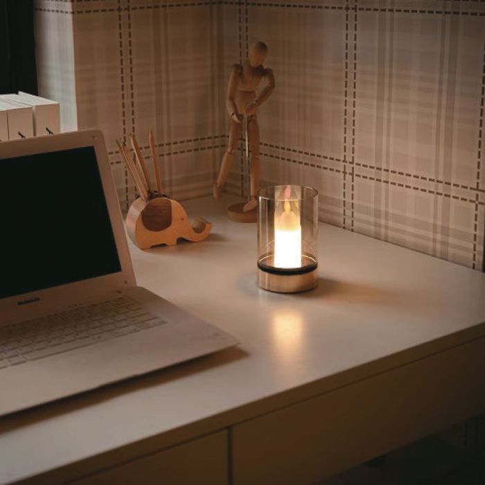 V-TAC Lámpara de Sobremesa Recargable - IP20 - Oro champán + Cristal ámbar - 2W - 110 Lumens - 3000K-extra-1.webp