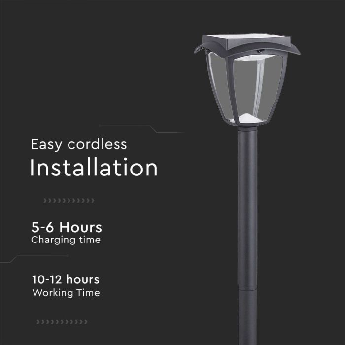 V-TAC Lámpara Solar para Césped - Impermeable IP65 - Negro Mate - 2W - 110 Lumens - 3IN1 - Negro Mate - Impermeable IP65-extra-5.webp